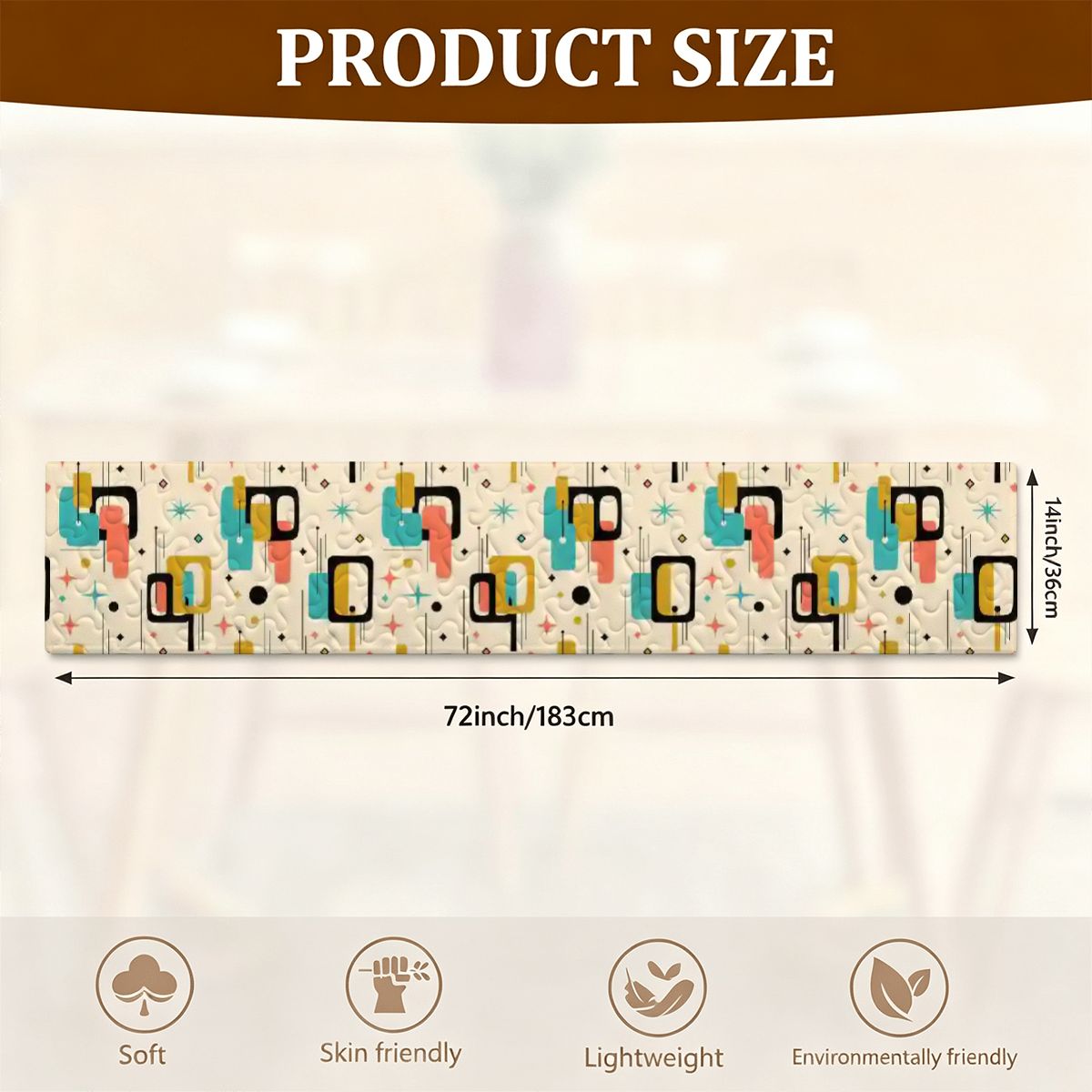 Mid-Century Illustrated Geometric Table Runner