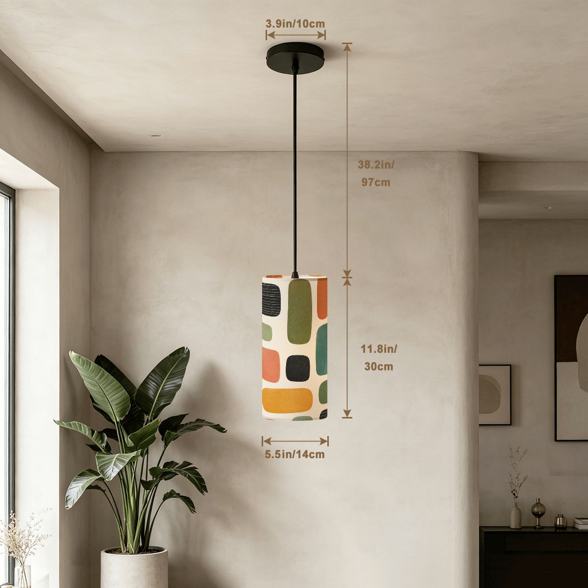 Rounded Blocks Pendant Light | Mid-Century Modern Cylinder Ceiling Light