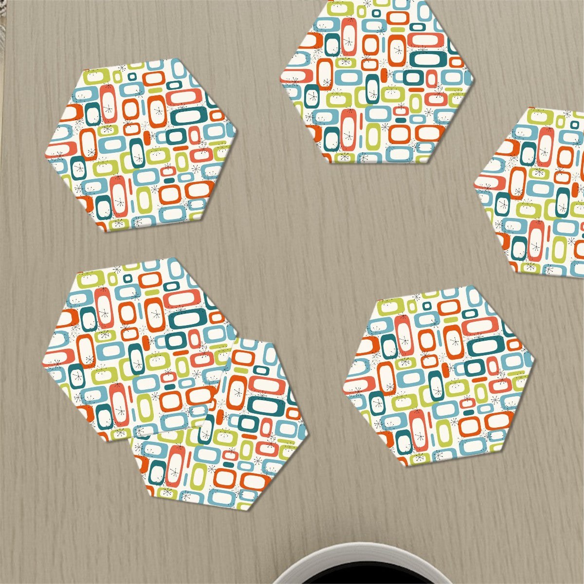 Mid-Century Modern Geometric Ceramic Coaster Set