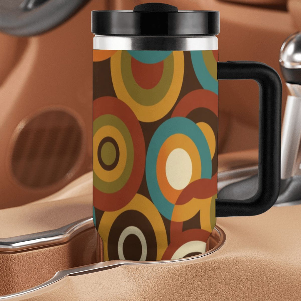 MCM-Era Atomic Concentric-Circle Print 40 oz Travel Tumbler