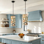 Mid-Century Modern Pendant Light in Gold Links | Cylinder Ceiling Light