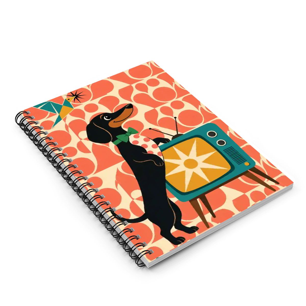 Mid-Century Modern Atomic Dog Spiral Notebook