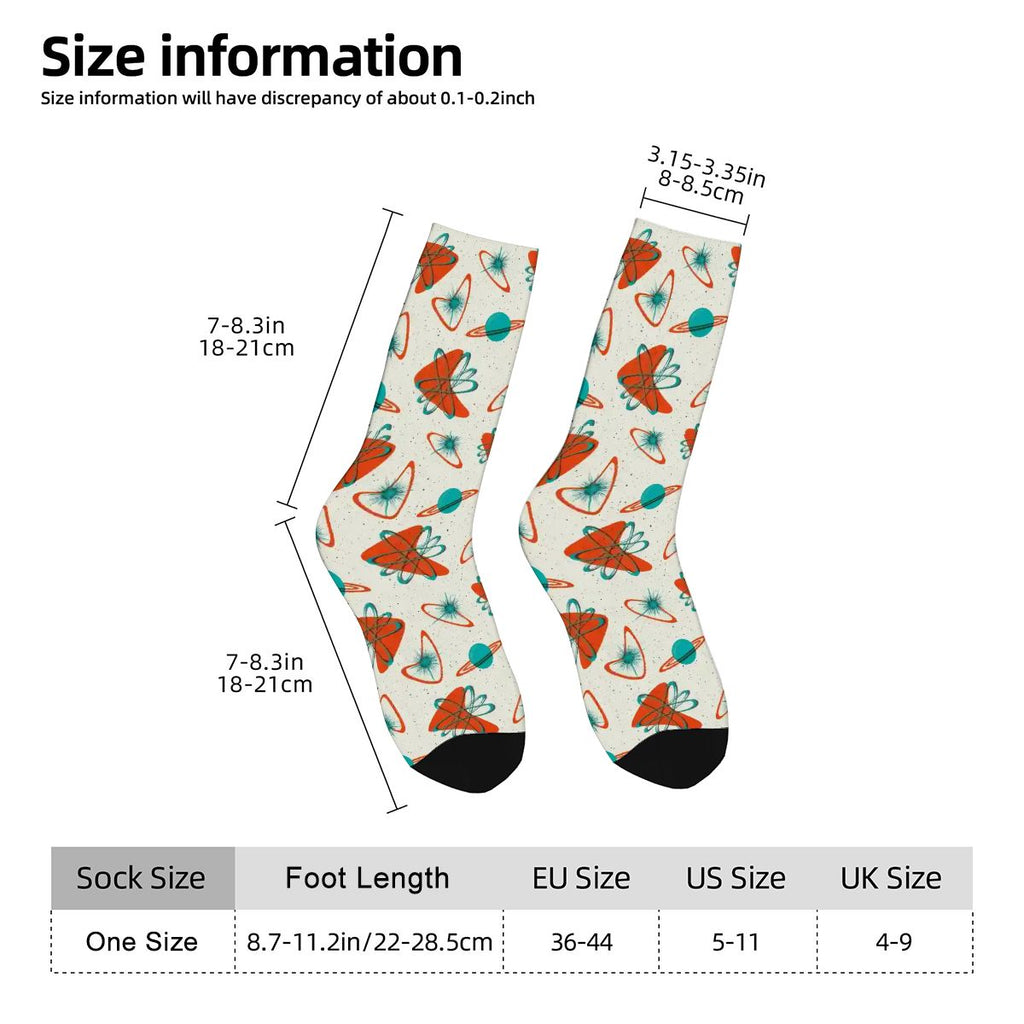 Mid-Century Modern Multicolor Boomerang Motif Crew Socks