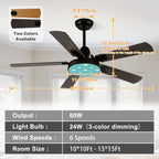 Turquoise Starburst 42-Inch Ceiling Fan with Light