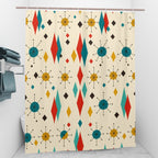 Mid-Century Modern Atomic Geometric Shower Curtain, 60 × 72 in