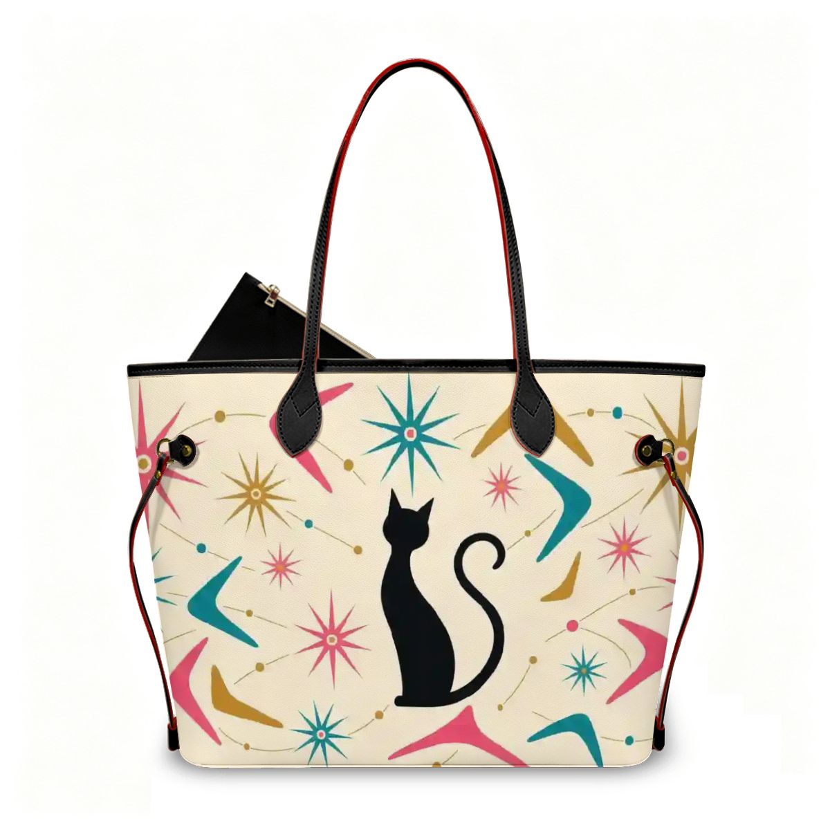 Mid-Century Modern Atomic Cat Starburst Tote Bag