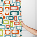 Mid-Century Modern Atomic Motif Shower Curtain, 60 × 72 in