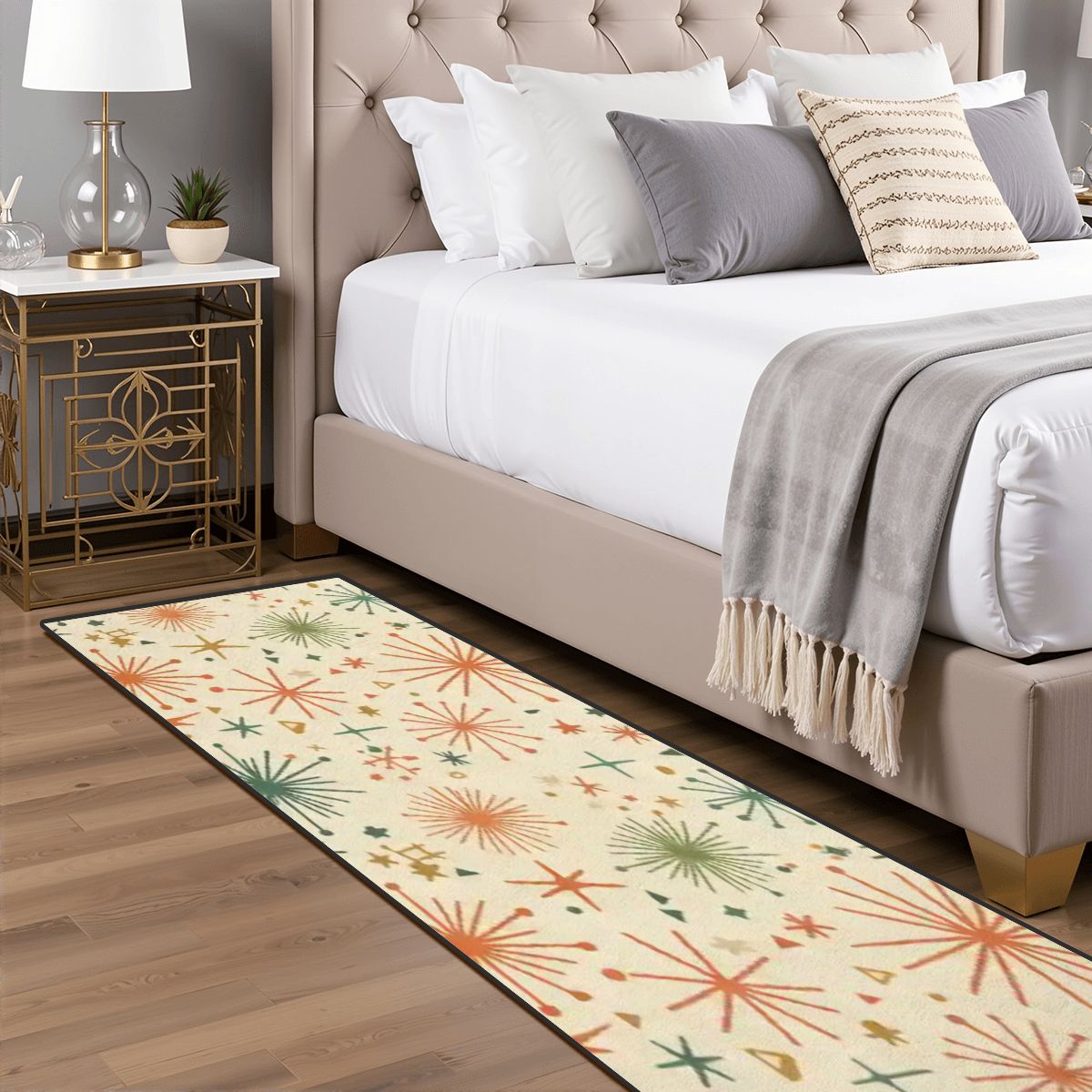 Mid-Century Modern Starburst Botanical Runner Rug