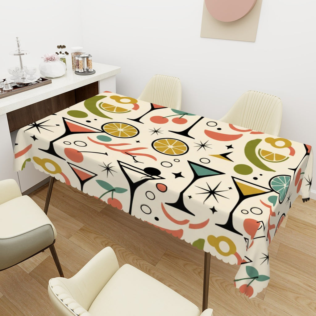Atomic Martini Glasses Mid-Century Modern Tablecloth