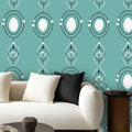 Mid-Century Turquoise Geometric Peel-and-Stick Wallpaper