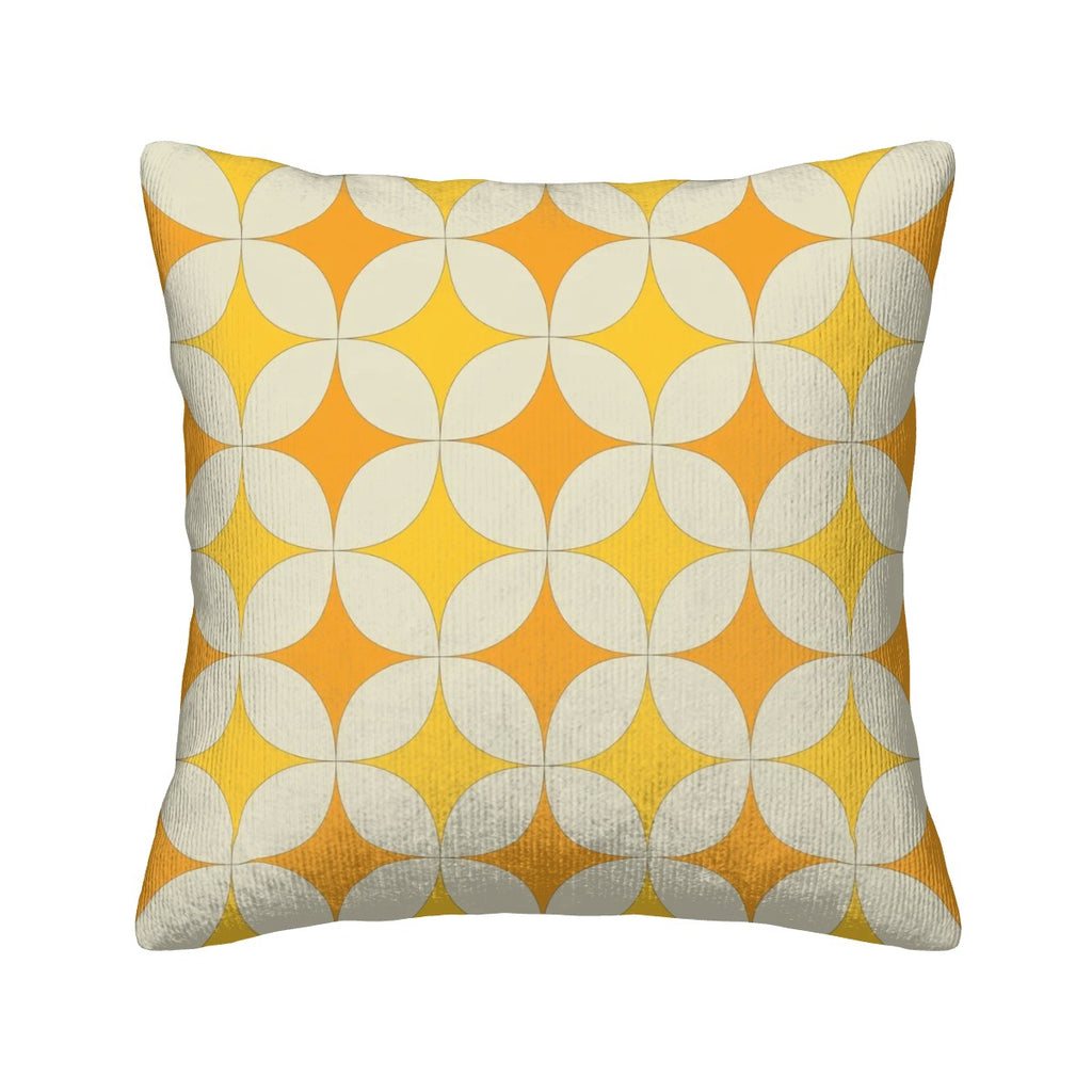 Mid-Century Mustard Geometric Corduroy Throw Pillow