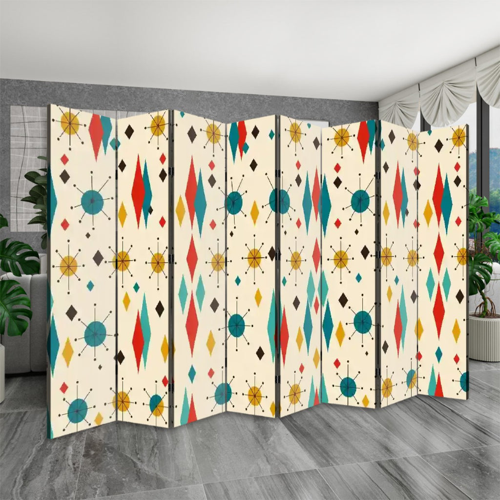Mid-Century Modern Atomic 8-Panel Room Divider