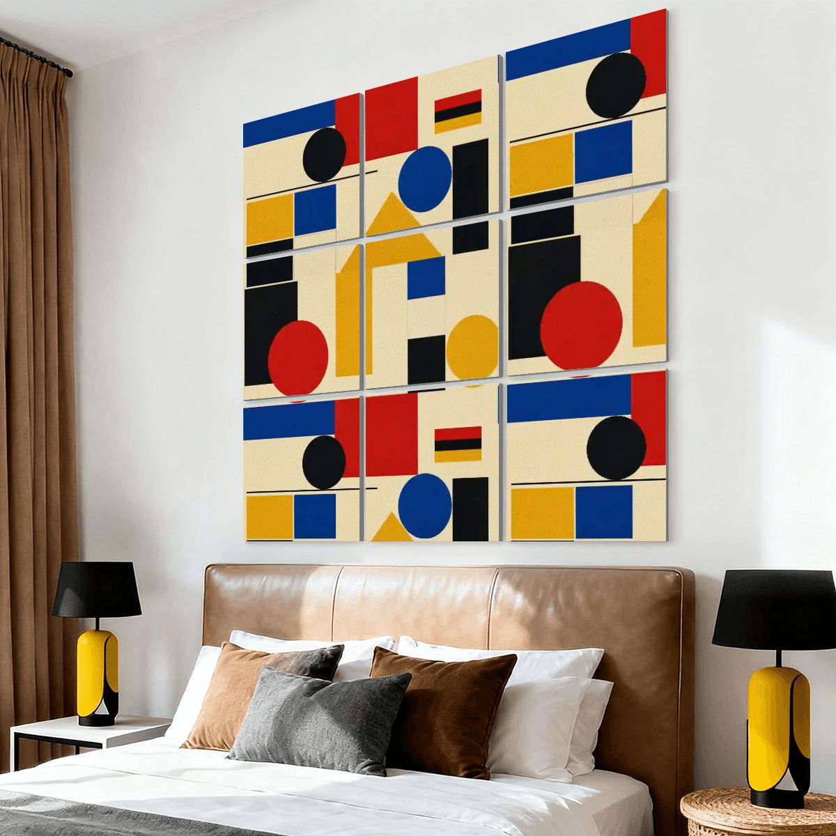 Bauhaus Geometric Acoustic Wall Panels, 9-Piece Set