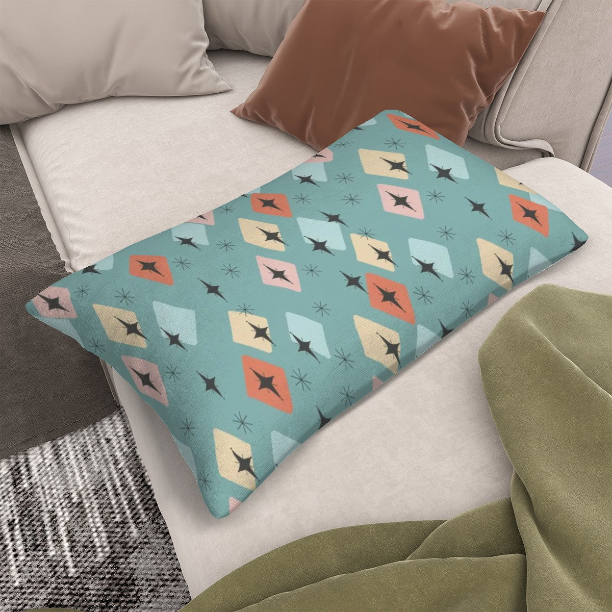 Atomic Starburst Lumbar Pillow Cover