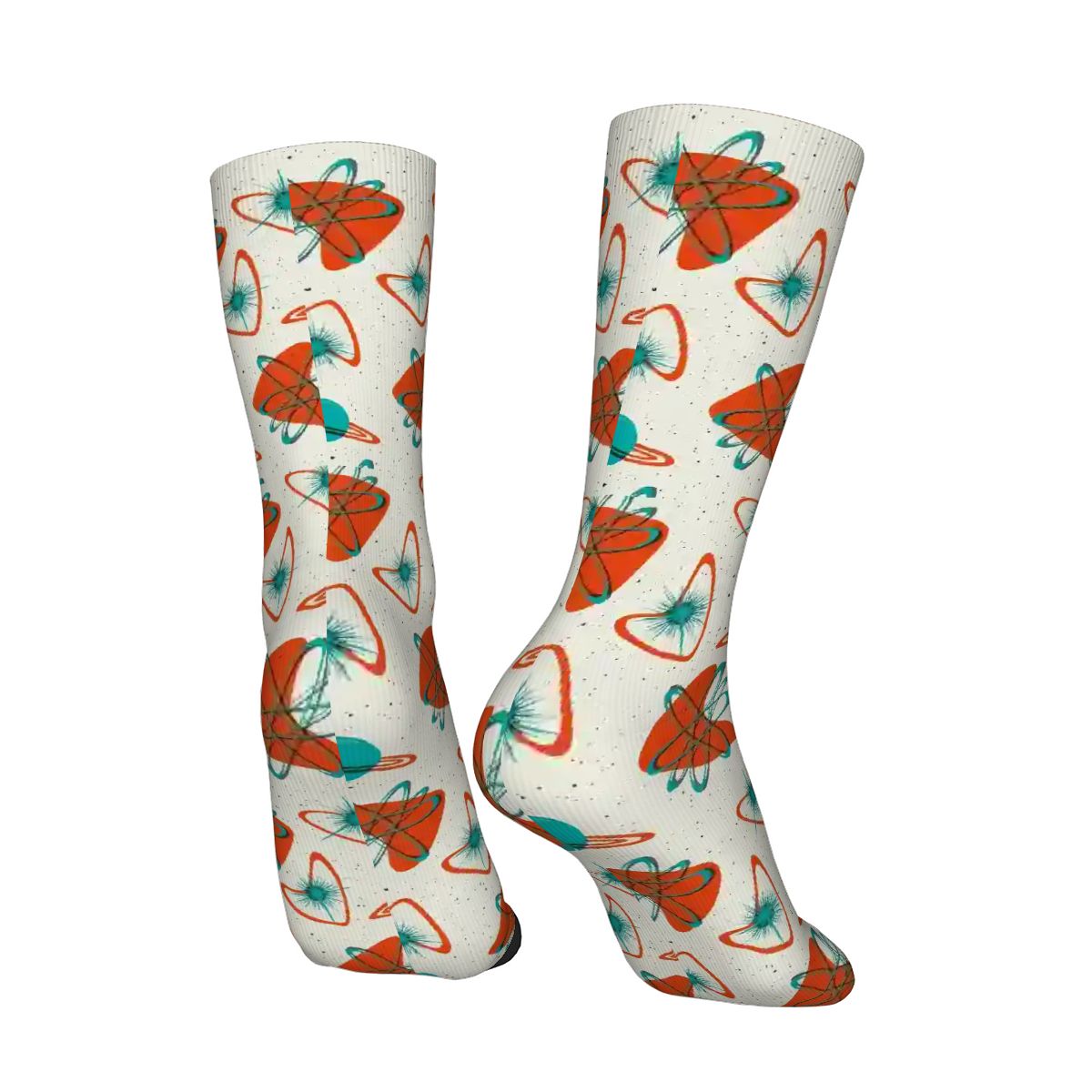 Mid-Century Modern Multicolor Boomerang Motif Crew Socks