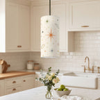 Copper Starburst Pendant Light | Mid-Century Modern Cylinder Ceiling Light