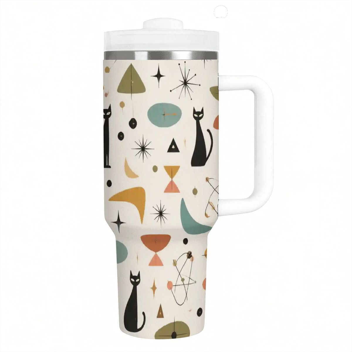 MCM-Era Cat & Botanical Atomic Print 40 oz Travel Tumbler
