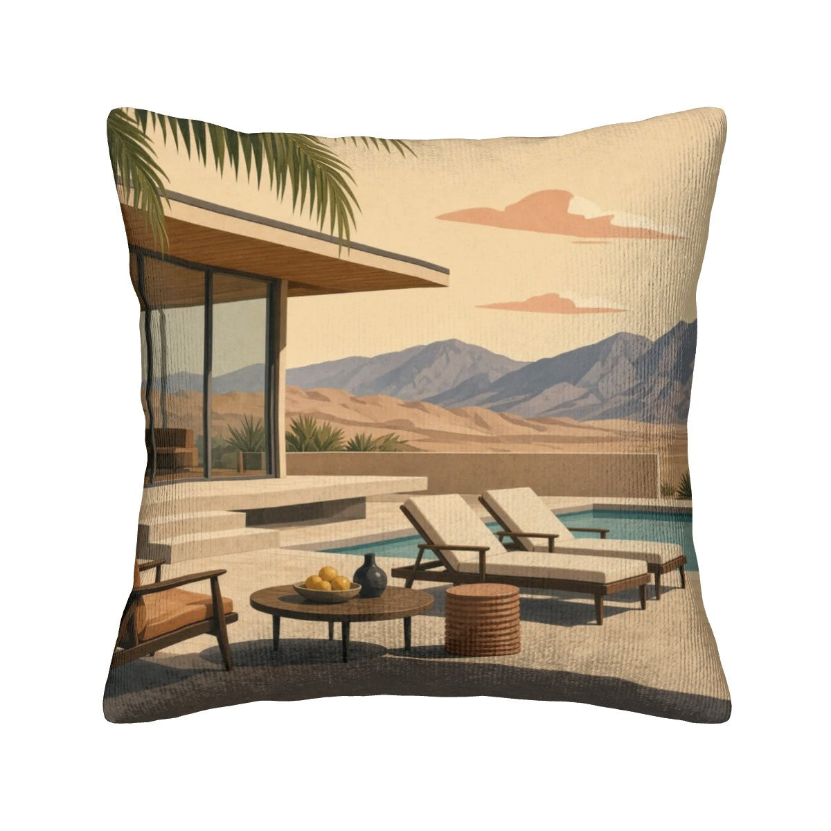Mid-Century Modern Palm Springs Corduroy Throw Pillow Cover with Insert
