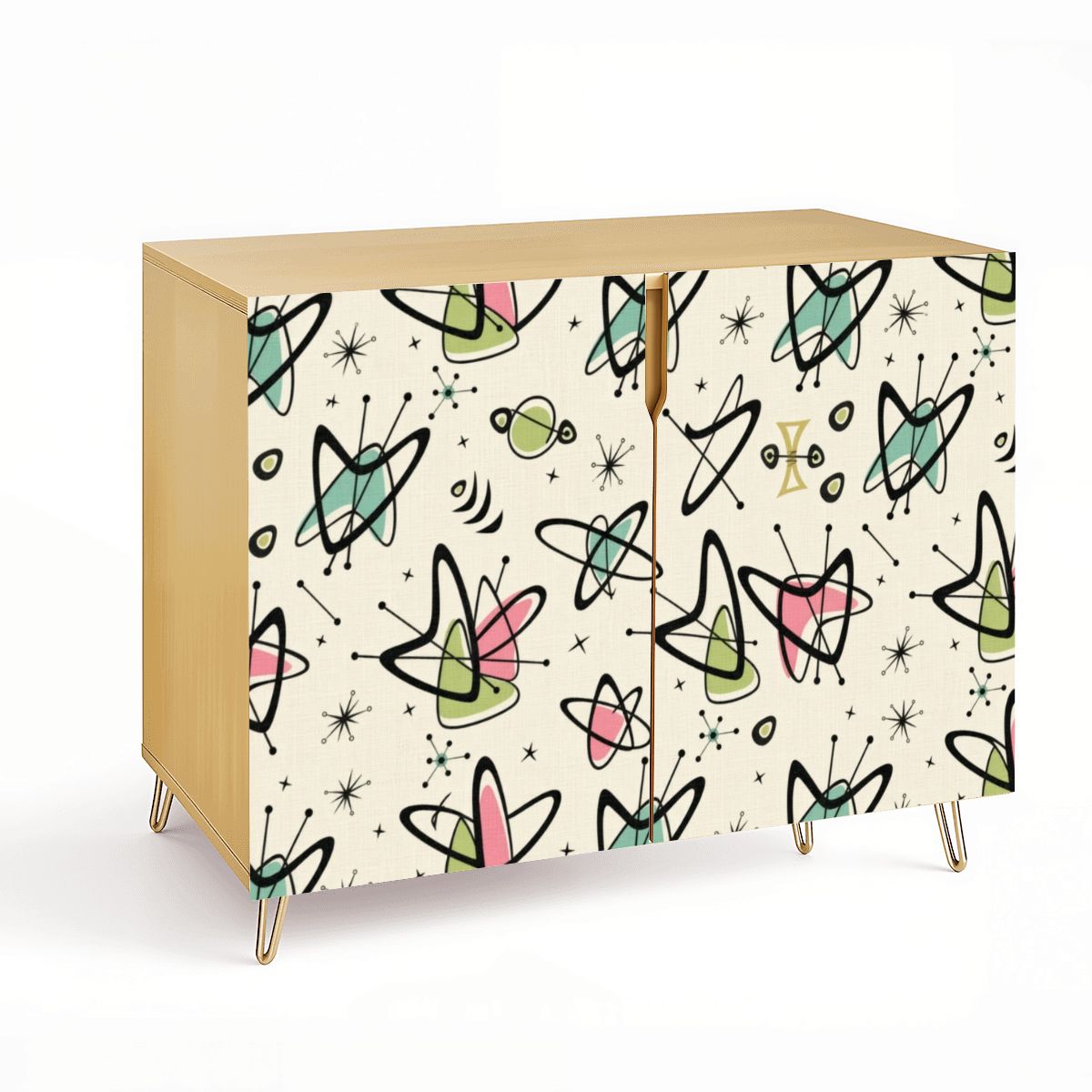Mid-Century Modern Boomerang Motif Storage Cabinet
