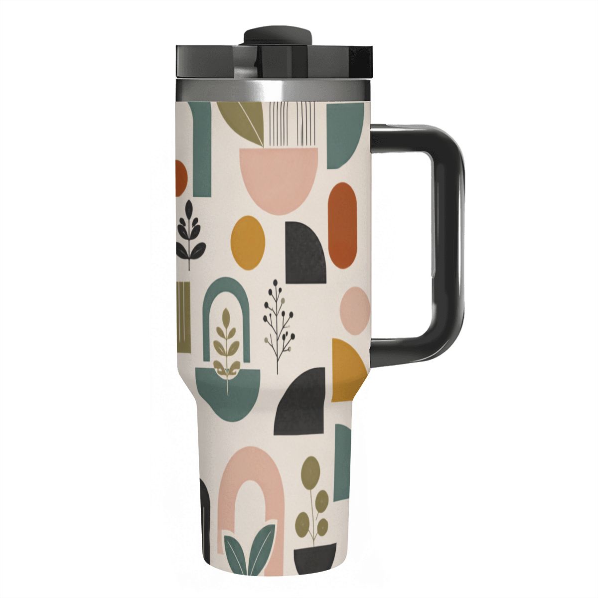 MCM-Era Abstract Botanical & Geometric Print 40 oz Travel Tumbler