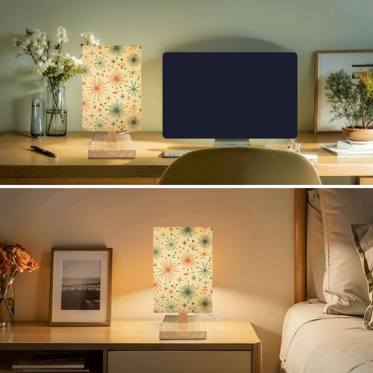 Mid-Century Modern Starburst Color-Changing Table Lamp