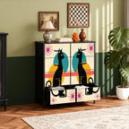 Mid-Century Modern Atomic Cat Pair 8-Drawer Dresser