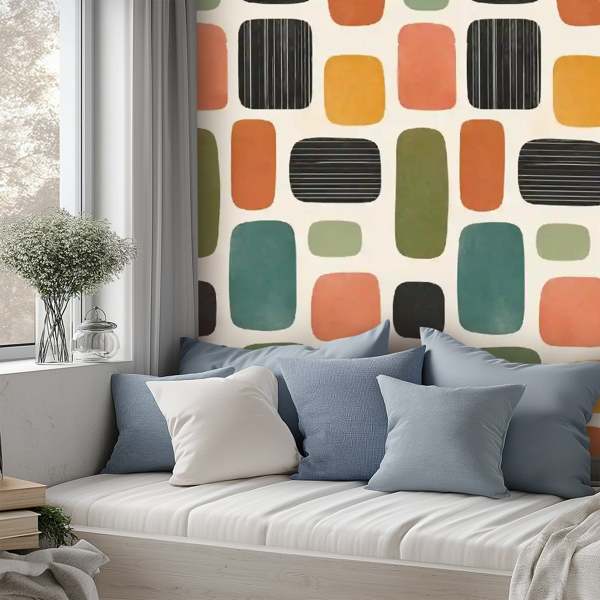 Retro Mosaic Mid-Century Modern Peel-and-Stick Wallpaper