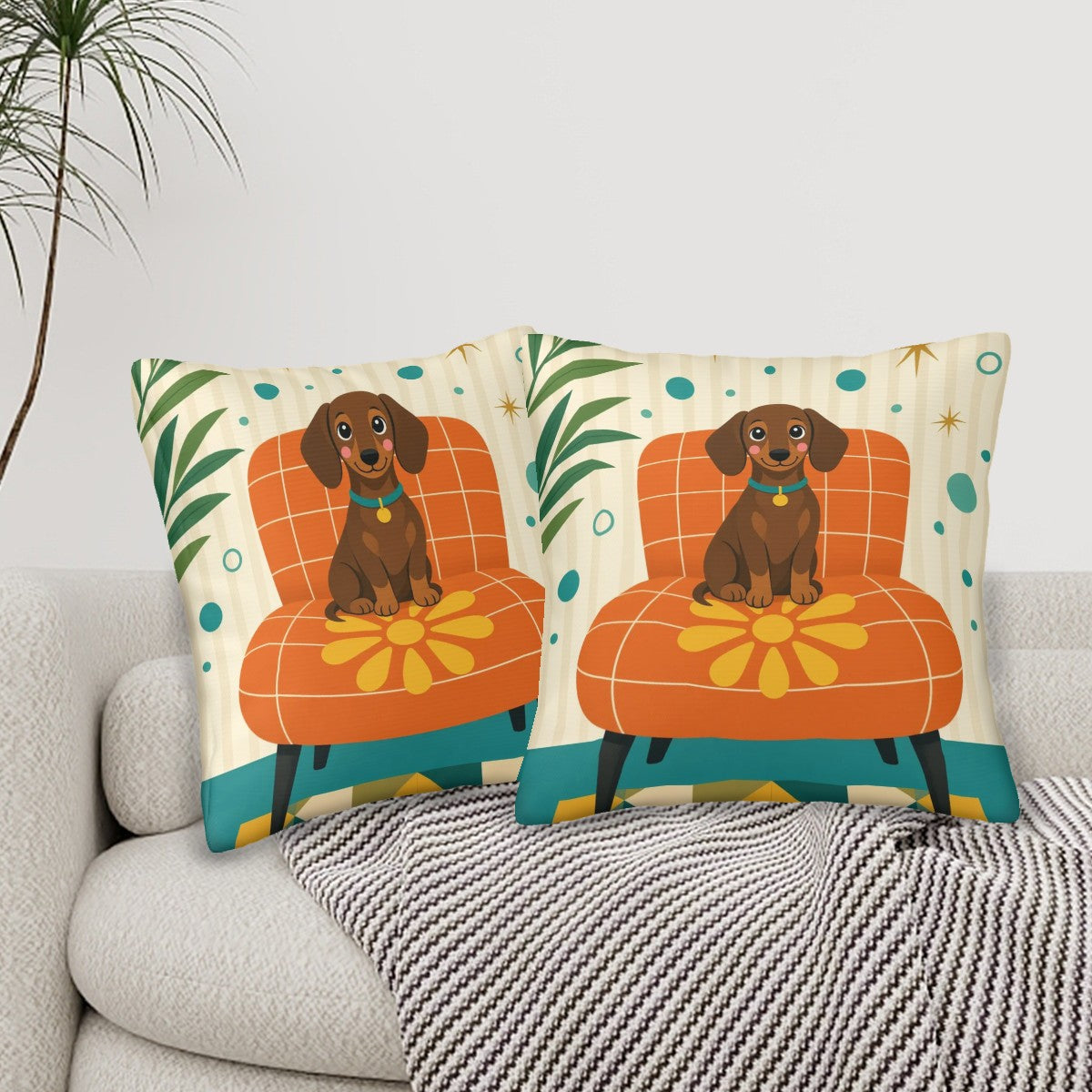 Mid-Century Modern Atomic Dog Pillow Cover Set