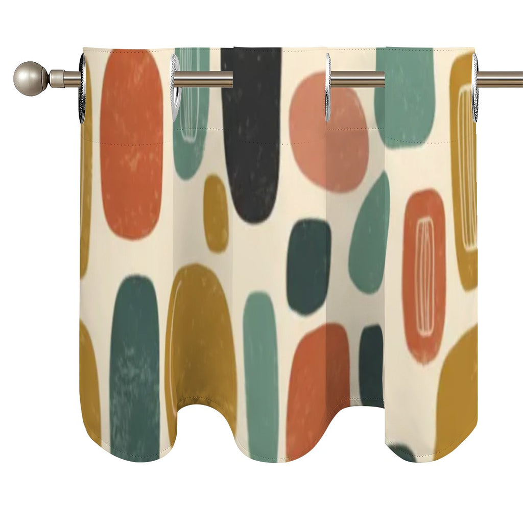 Mid-Century Modern Window Valance — Organic Pebble Repeat, 2 Panels (52"×18")