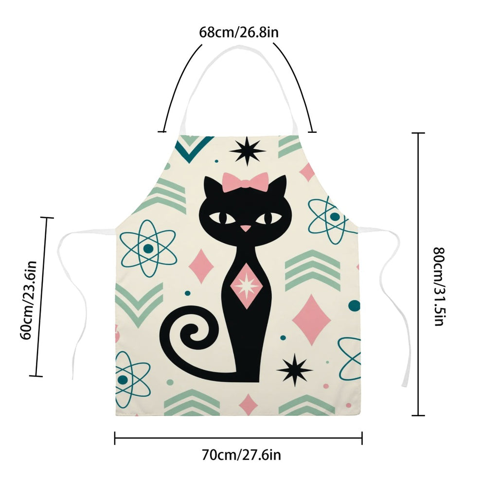 Mid-Century Modern Cat Print Kitchen Apron