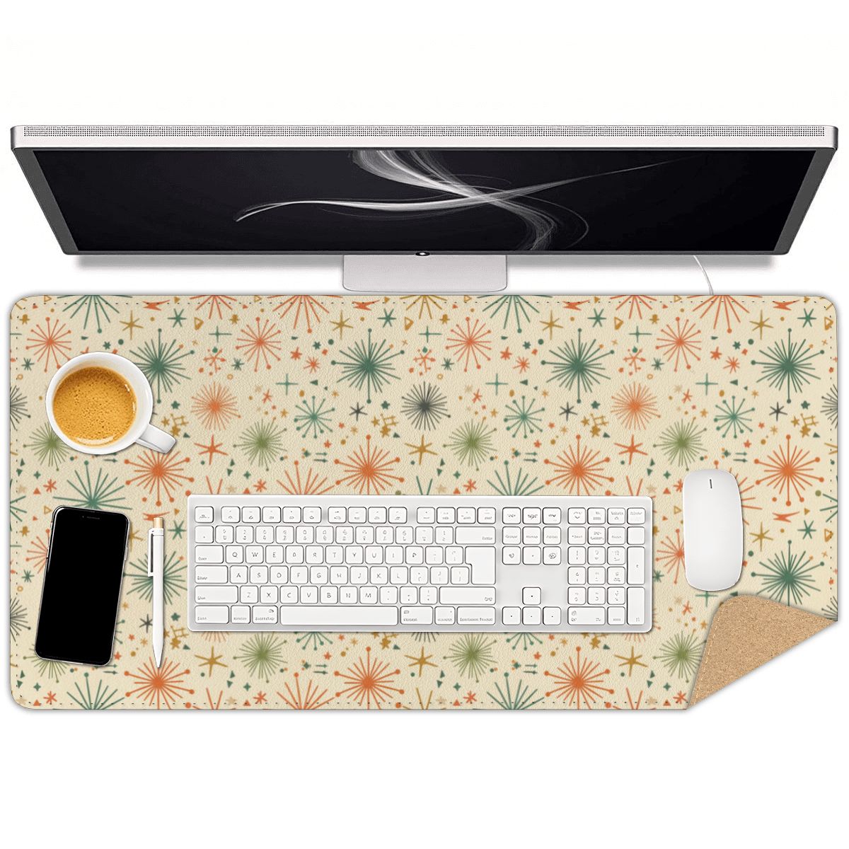 Mid-Century Modern Botanical Starburst Extended Mouse Pad