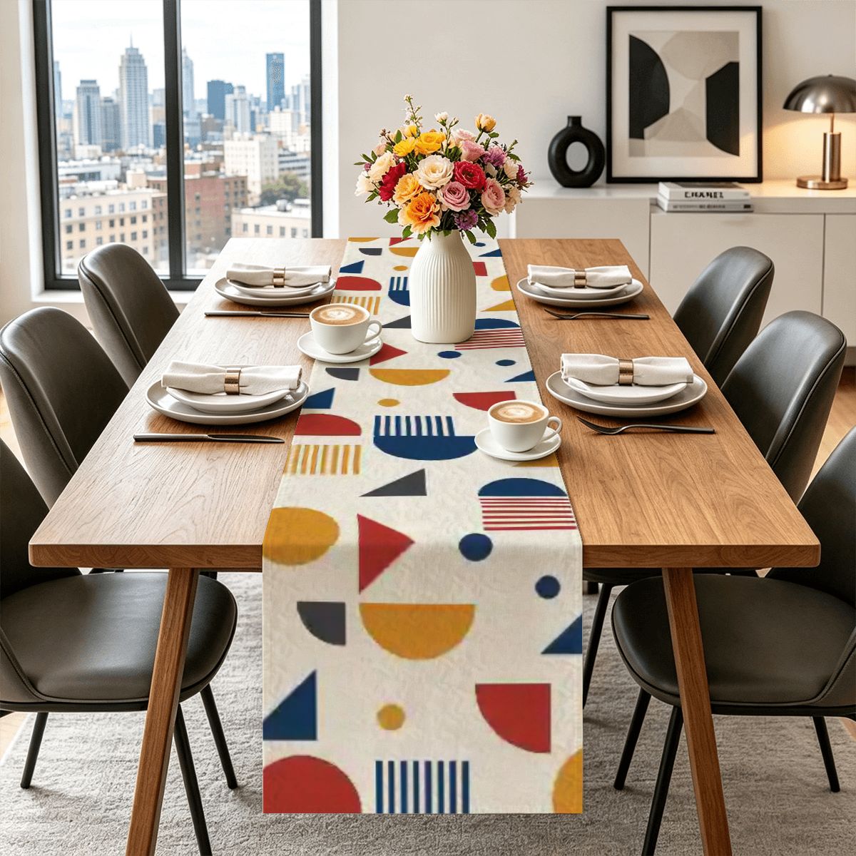 Mid-Century Modern Geometric Quilted Table Runner
