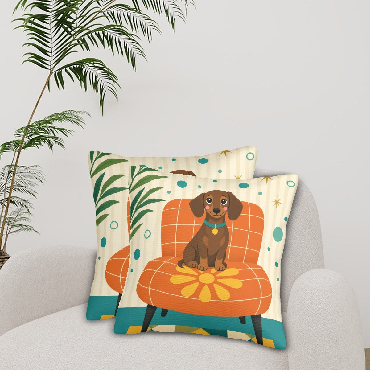 Mid-Century Modern Atomic Dog Pillow Cover Set