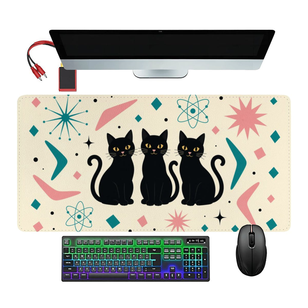 Mid-Century Modern Atomic Cat Trio Extended Mouse Pad