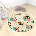 Mid-Century Modern Abstract Pattern Round Area Rug