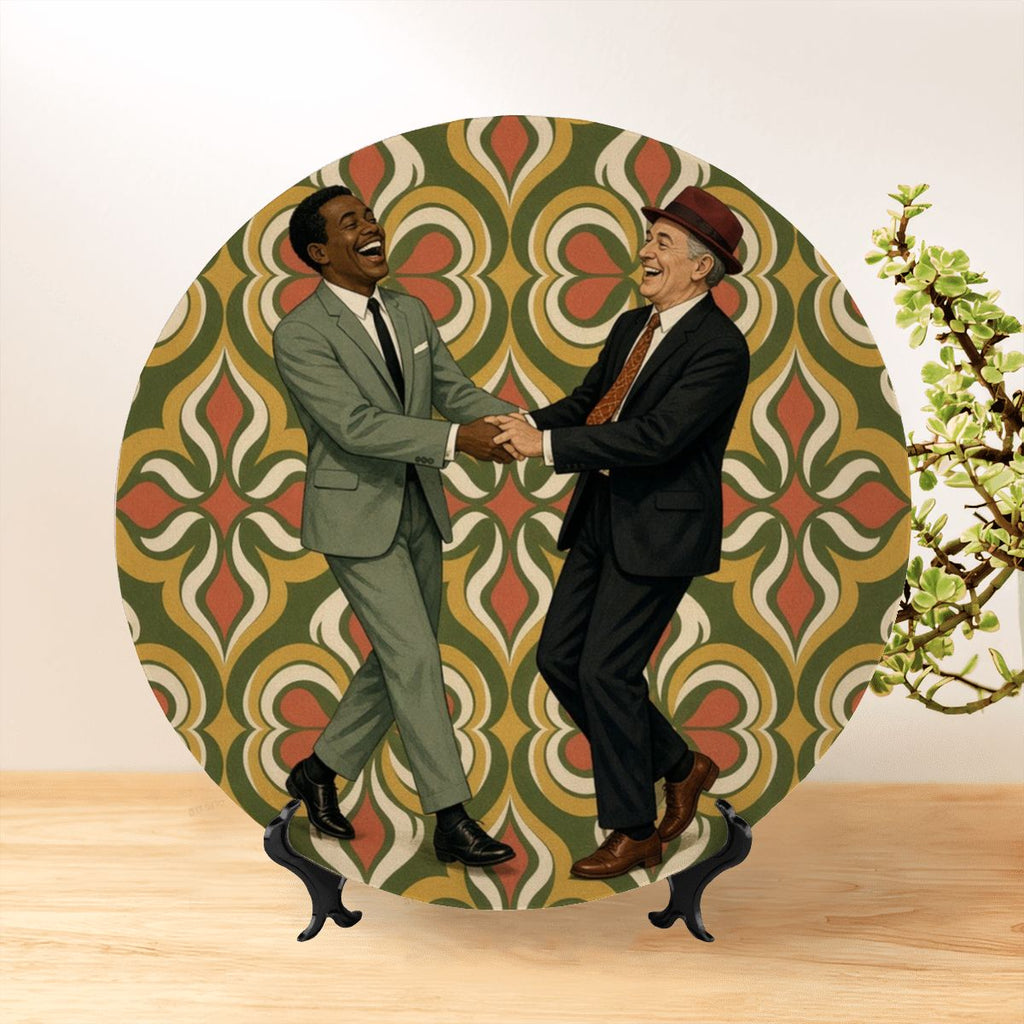 Mid-Century Modern Gay Couple Art Deco Ceramic Decorative Plate