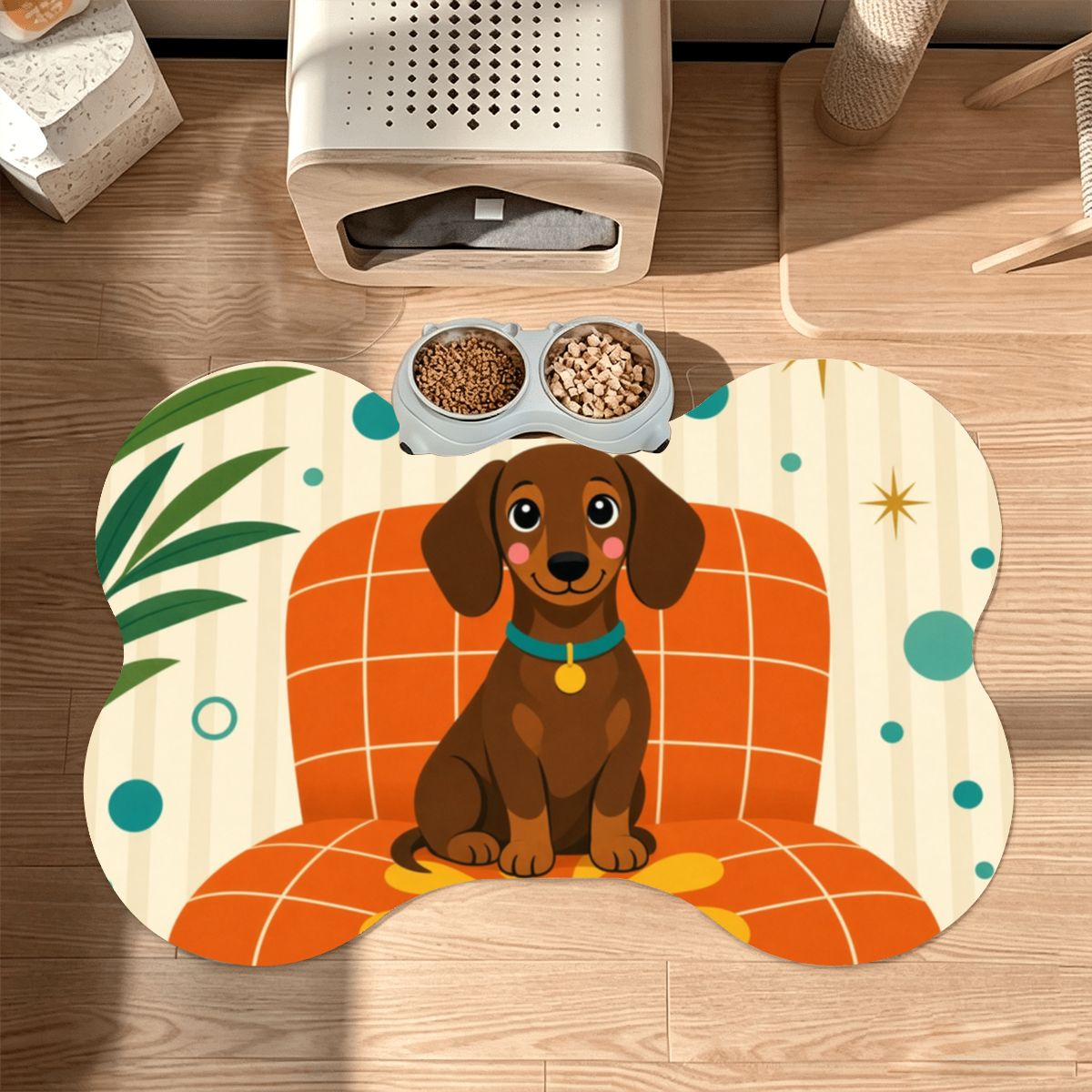 Atomic Dog Bone-Shaped Pet Feeding Mat