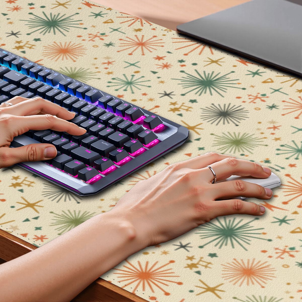 Mid-Century Modern Botanical Starburst Extended Mouse Pad