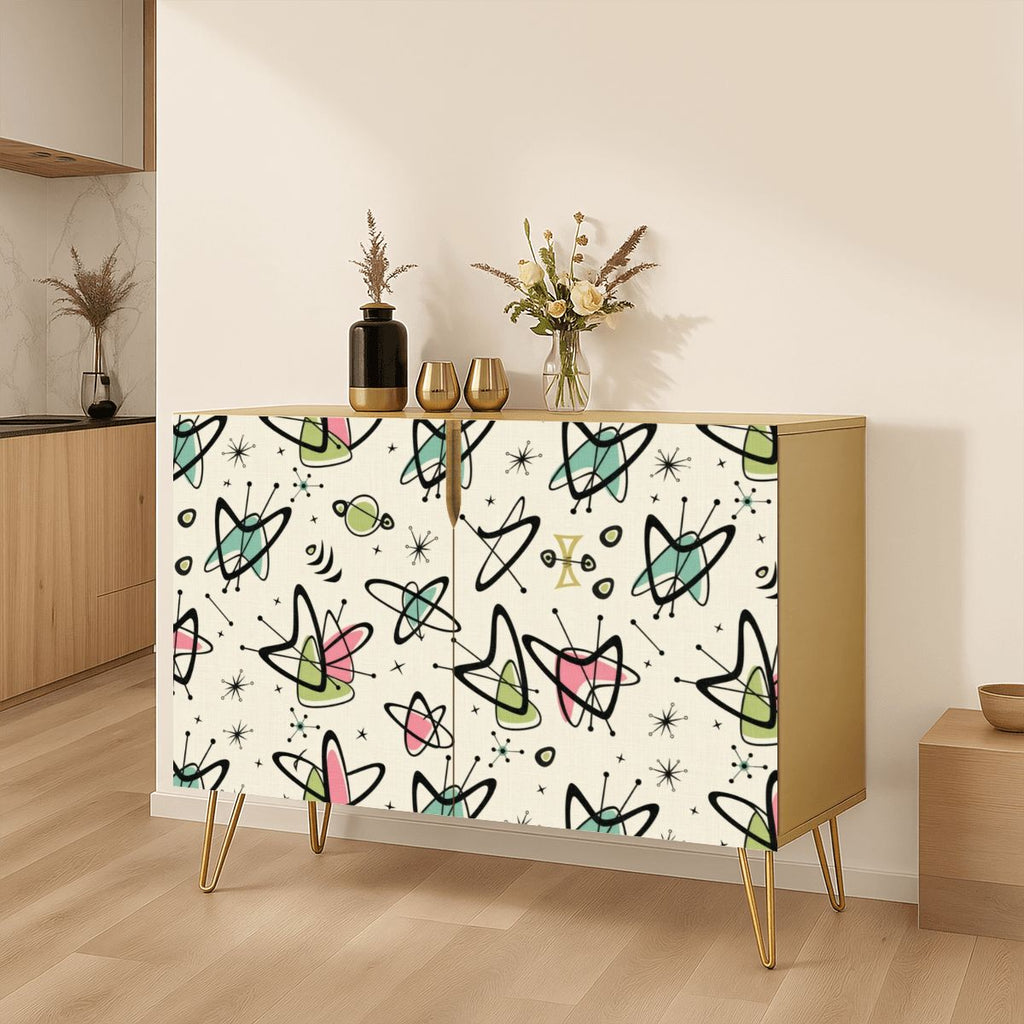 Mid-Century Modern Boomerang Motif Storage Cabinet
