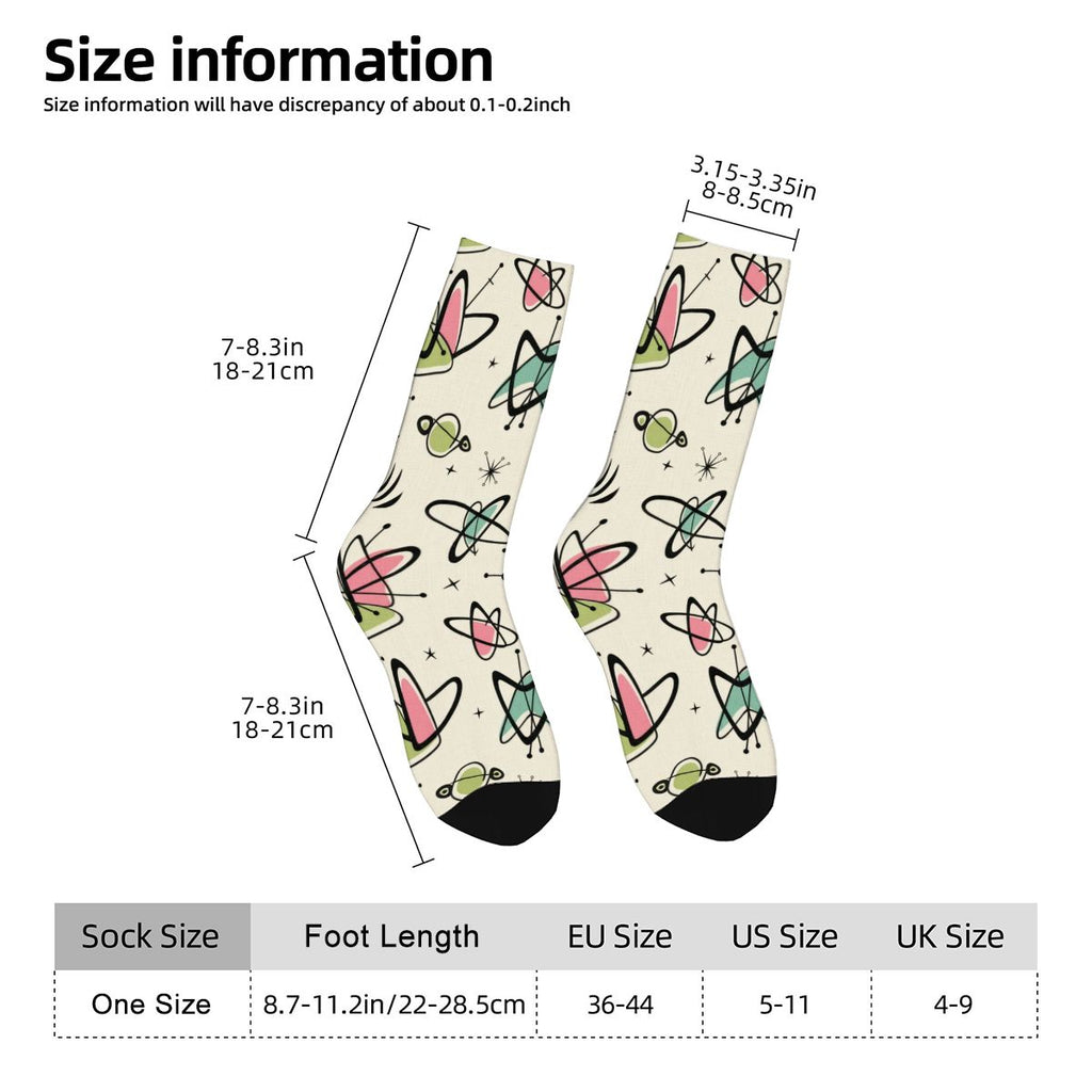 Mid-Century Modern Boomerang Motif Crew Socks