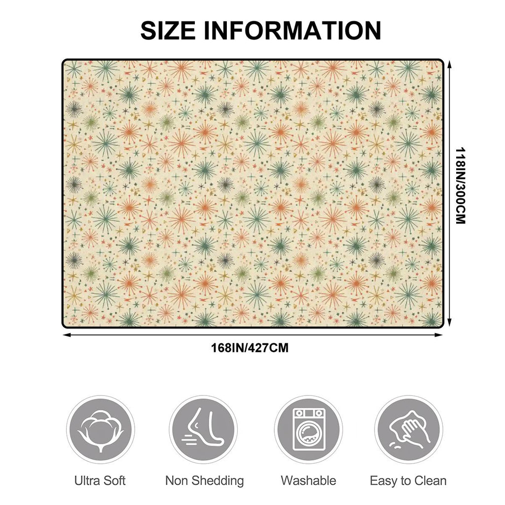 Mid-Century Modern Starburst Area Rug | Non-Slip Plush Floor Carpet