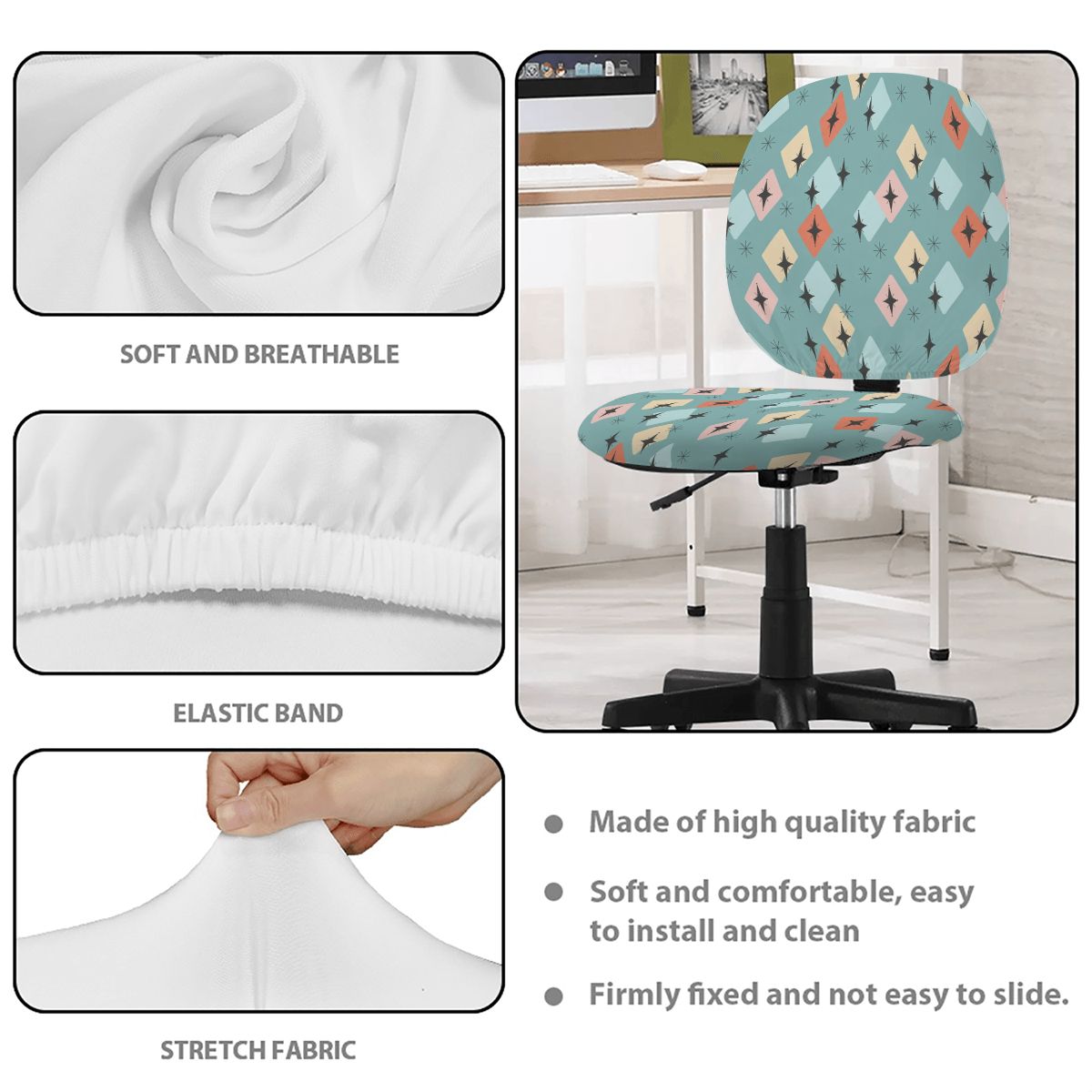 Mid-Century Modern Geometric Office Chair Cover
