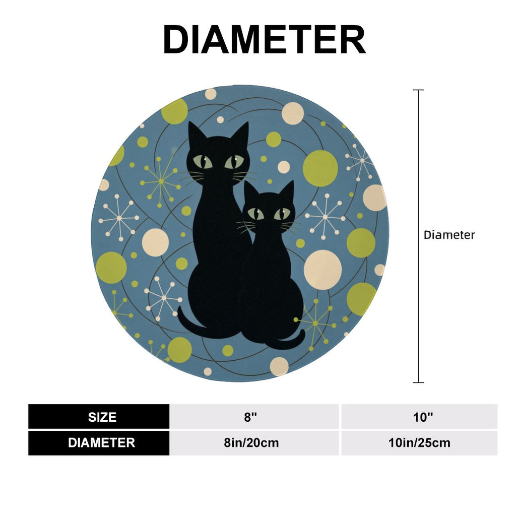 Mid-Century Modern Atomic Cat Moonlight Duo Ceramic Decorative Plate