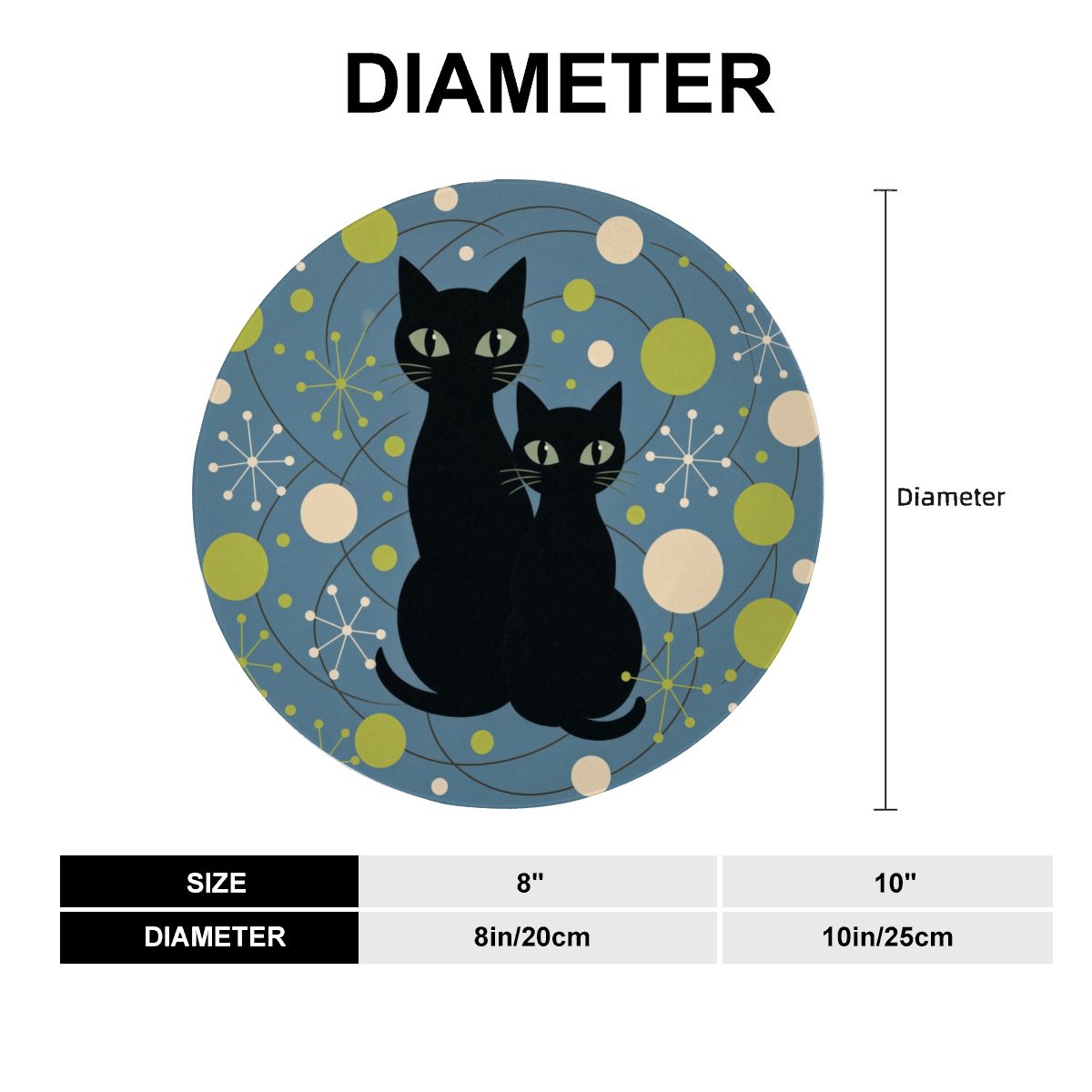 Mid-Century Modern Atomic Cat Moonlight Duo Ceramic Decorative Plate