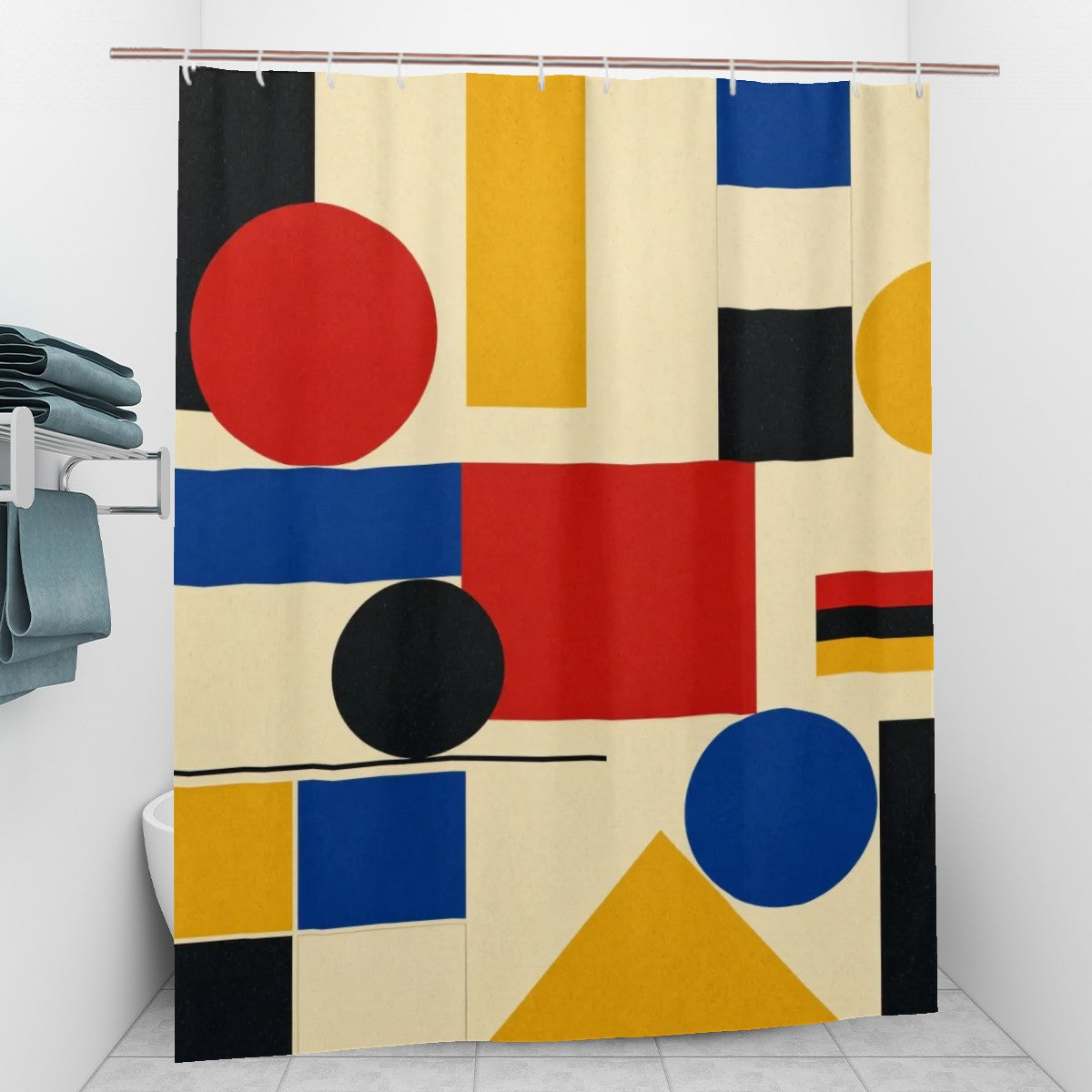 Bauhaus Geometric Shower Curtain, 60 × 72 in