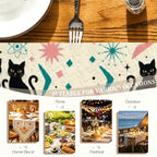Mid-Century Abstract Shapes Table Runner