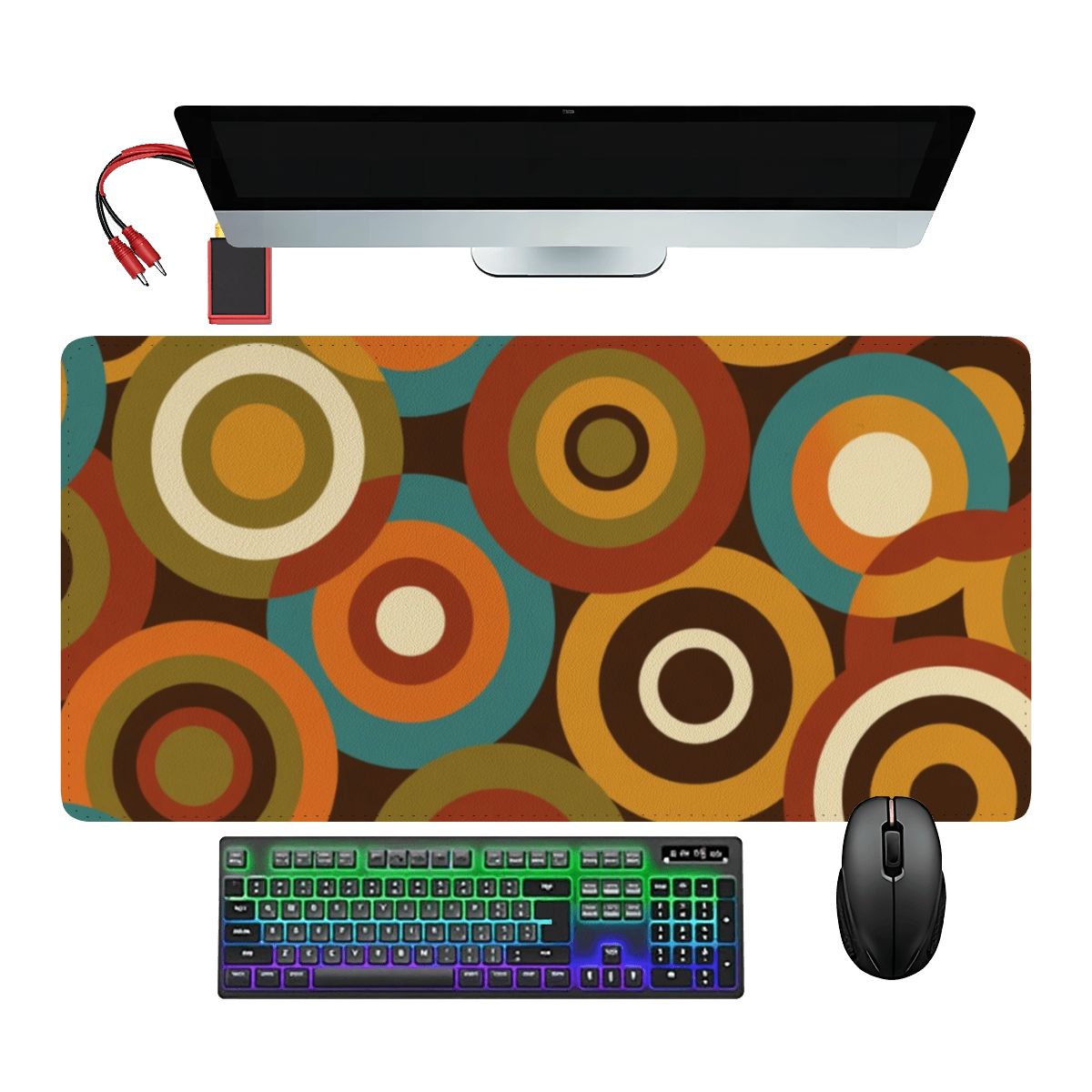 Mid-Century Modern Atomic Orbit Extended Mouse Pad