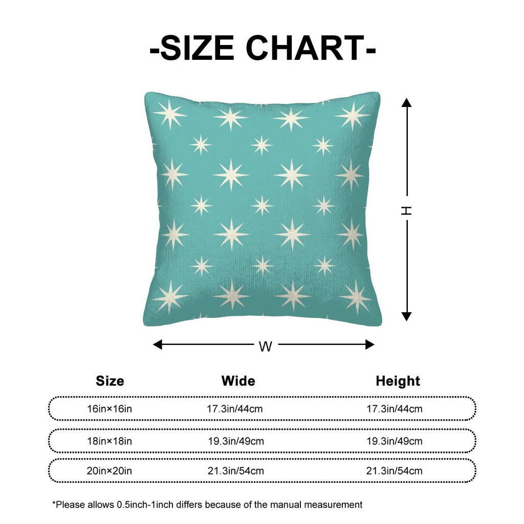 Teal Starburst Mid-Century Modern Corduroy Throw Pillow