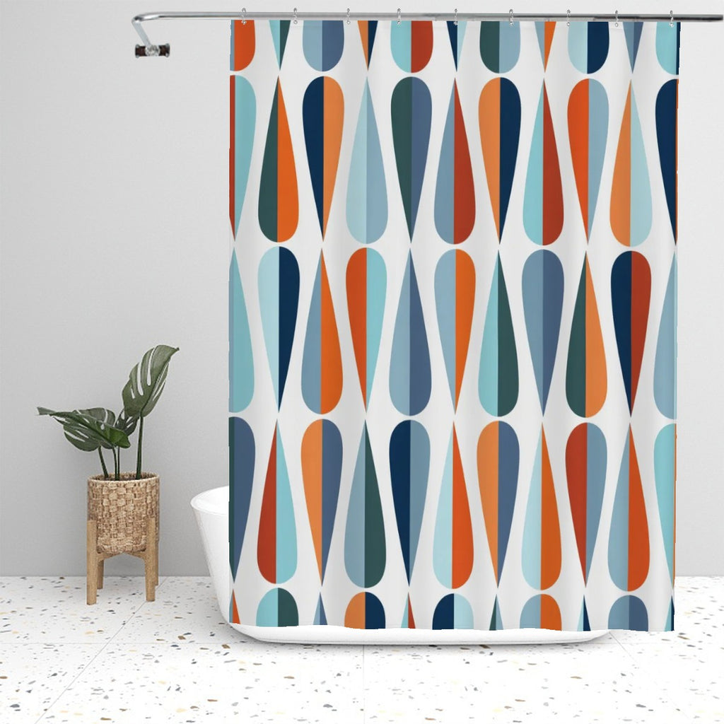 Mid-Century Modern Abstract Geometric Shower Curtain, 60 × 72 in