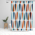 Mid-Century Modern Abstract Geometric Shower Curtain, 60 × 72 in